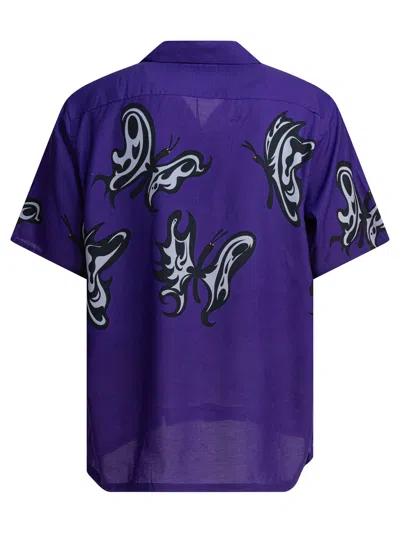 Needles Butterfly Print Short Sleeves Spread Collar Shirt