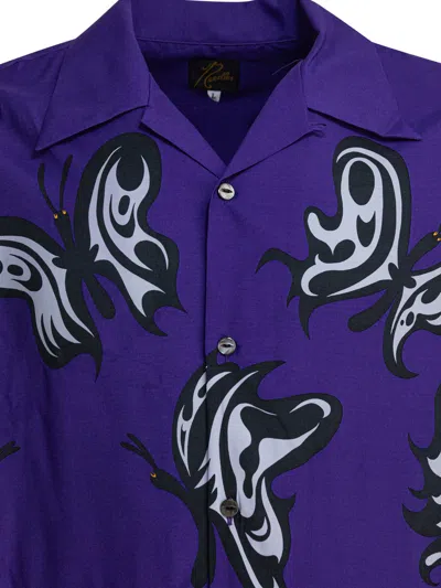 Needles Butterfly Print Short Sleeves Spread Collar Shirt