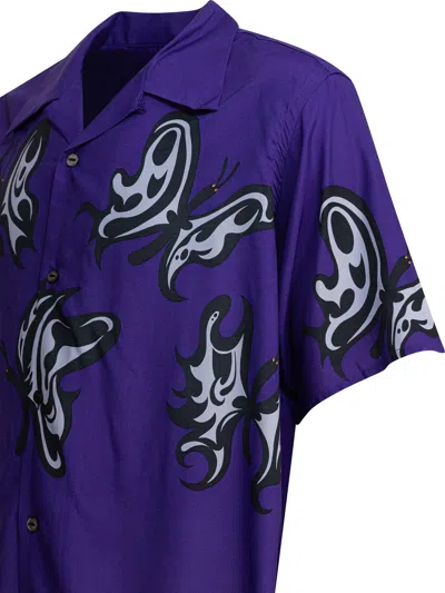 Needles Butterfly Print Short Sleeves Spread Collar Shirt