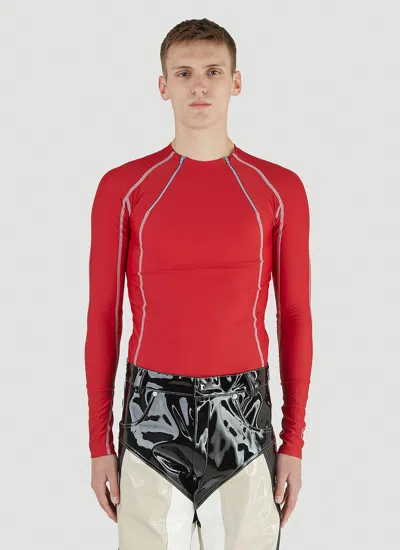 Gmbh Ande Zip-detail Long-sleeve T-shirt In Red