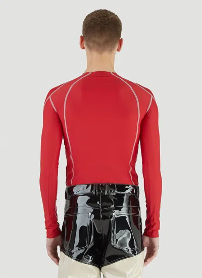 Gmbh Ande Zip-detail Long-sleeve T-shirt In Red