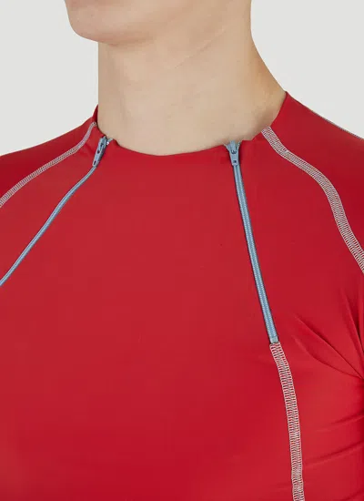 Gmbh Ande Zip-detail Long-sleeve T-shirt In Red