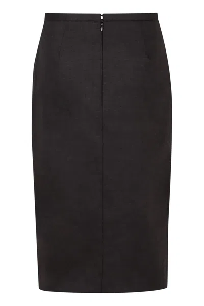 Philosophy Di Lorenzo Serafini Wool Blend Skirt Knee-length Slit In Black