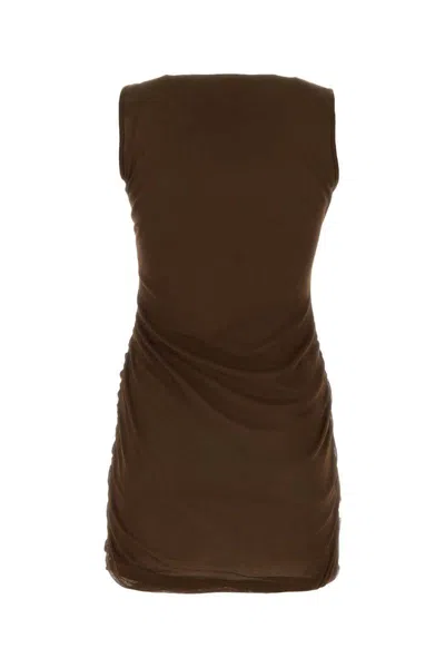 Saint Laurent Mini Abito In Tulle Cioccolato Donna