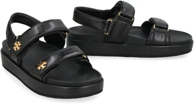 Tory Burch Kira Leather Dual-band Sport Sandals In Black