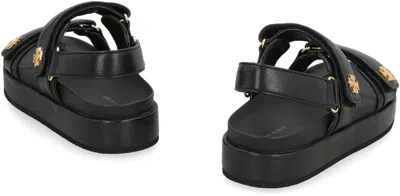Tory Burch Kira Leather Dual-band Sport Sandals In Black
