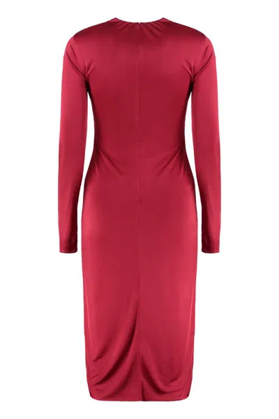 Versace Twisted Safety-pin Long-sleeve Jersey Midi Dress