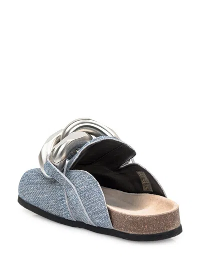 Jw Anderson Chain Loafer Leather Mules In Blue