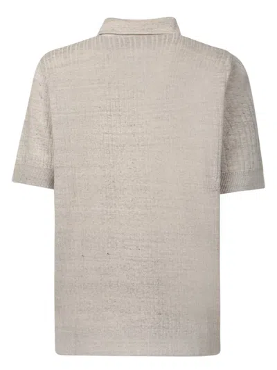 Lardini Textured Beige Polo T-shirt With Buttoned Placket