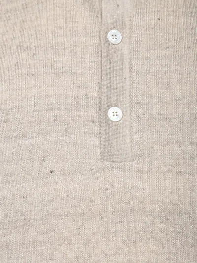 Lardini Textured Beige Polo T-shirt With Buttoned Placket