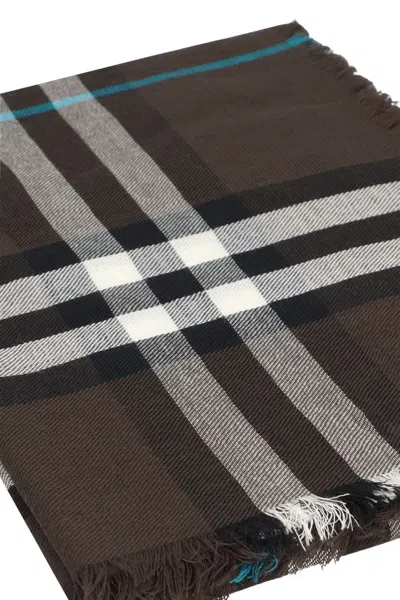Burberry Check Motif Scarf In Brown