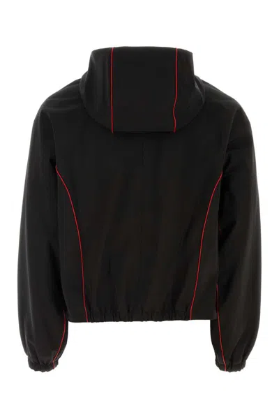Ferragamo Blouson Jacket With Contrast Piping In Black