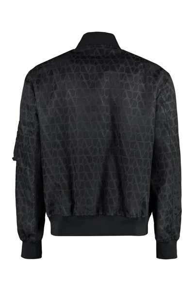 Valentino Geometric Pattern Lightweight Bomber Jacket In Black