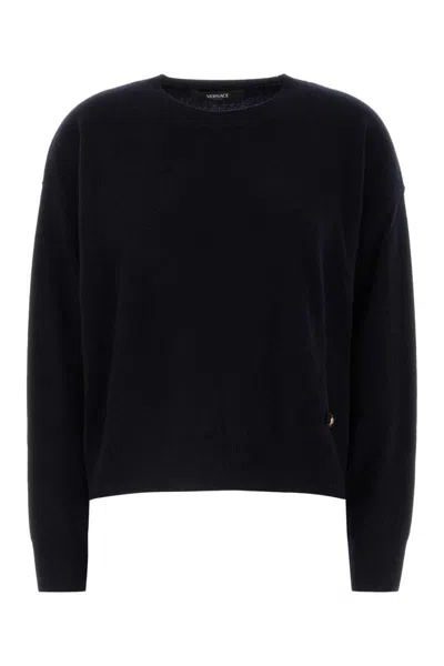 Versace Oversized Wool Blend Sweater With Embroidered Detail