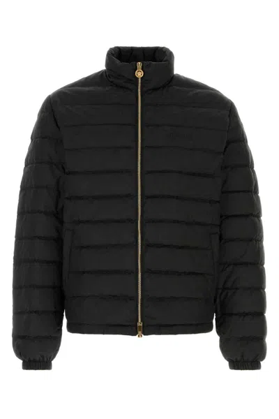 Versace Barocco Jacquard Puffer Jacket In Black