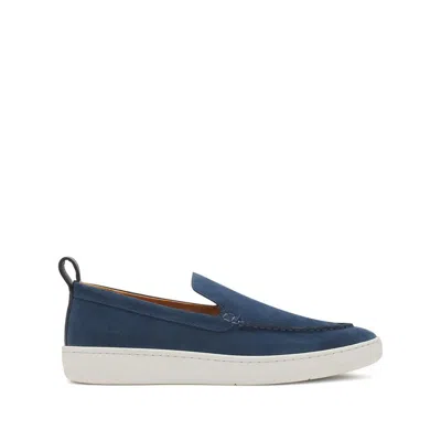 Lanvin Slip-on Suede Sneakers With Contrasting Rubber Sole In Blue