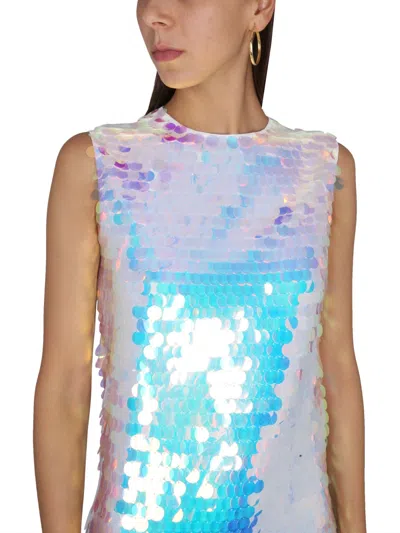 Nina Ricci Iridescent Sequined Mini Dress In Blue