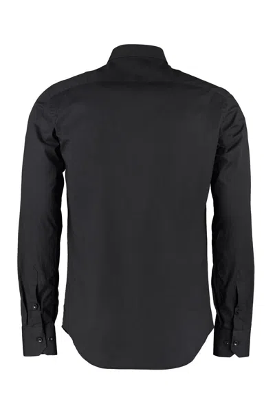 The (alphabet) Buttoned-up Cotton Shirt In Black