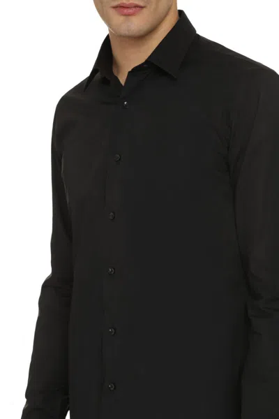 The (alphabet) Buttoned-up Cotton Shirt In Black