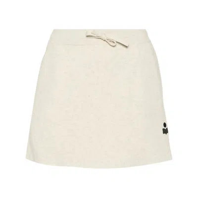 Isabel Marant Étoile Cotton Blend Skirt With Embroidered Logo In Neutral