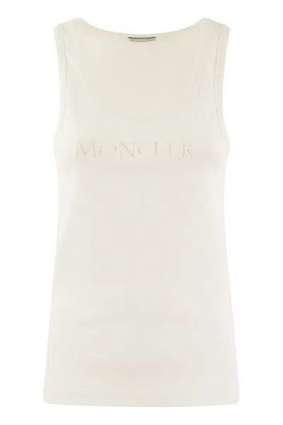Moncler Logo-embroidered Sports Vest In Neutral