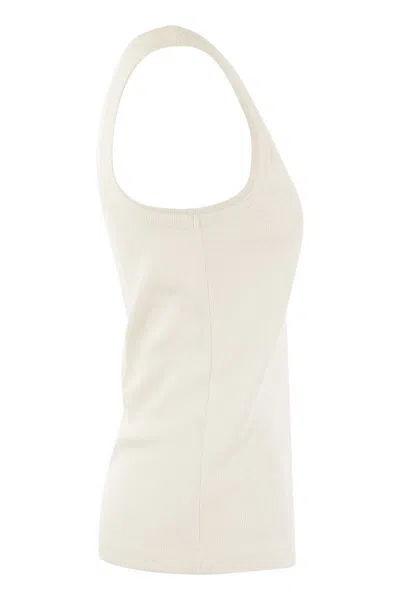 Moncler Logo-embroidered Sports Vest In Neutral