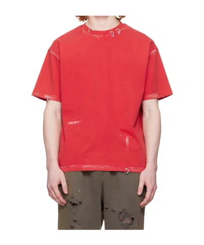 We11 Done Pierced T-shirt In Red