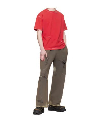 We11 Done Pierced T-shirt In Red