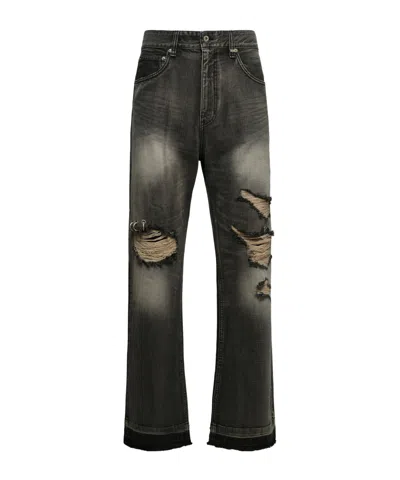 We11 Done Ripped Denim Trouser In Gray