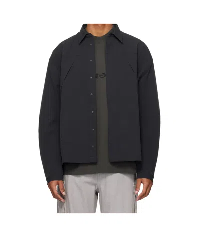Roa Stretch Nylon Crepe Over Shirt In Black
