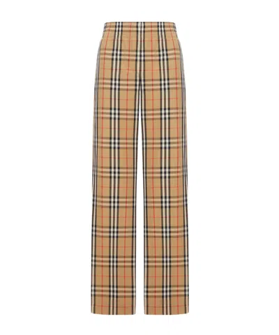 Burberry Check Cotton Trousers In Multi