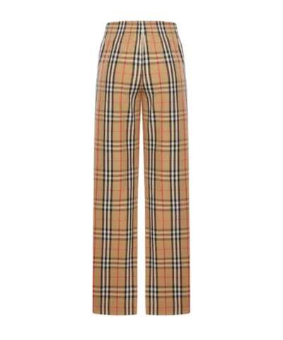 Burberry Check Cotton Trousers In Multi