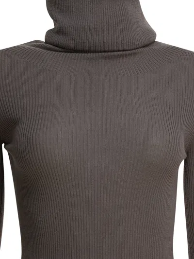 Rick Owens Ribbed-knit Turtleneck Sweater In Gray
