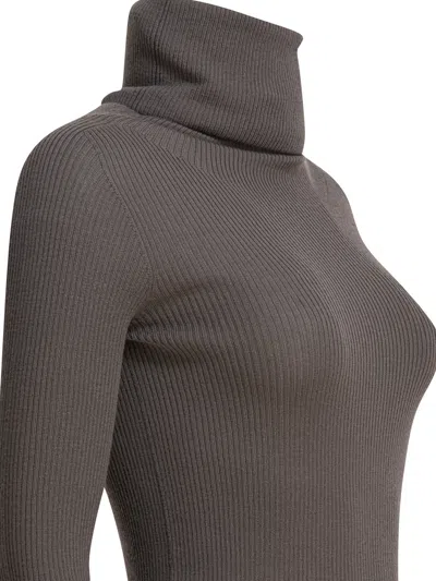 Rick Owens Ribbed-knit Turtleneck Sweater In Gray