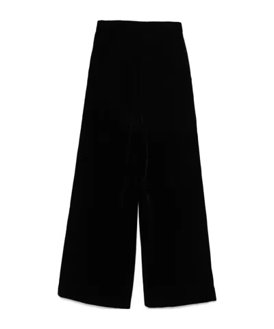 Juunj Velvet Palazzo Pants In Black