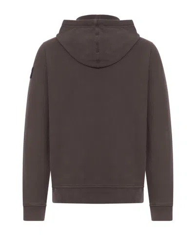 Stone Island Lead Grey Brushed Organic Cotton Hoodie In Brown