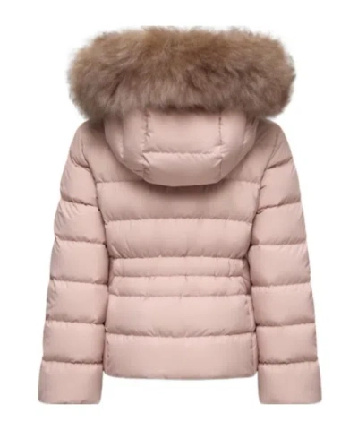 Moncler Doudoune À Capuche Bordée De Shearling Boedette In Pink