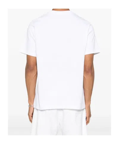 Casablanca White Crewneck T-shirt With Logo On The Front In Green