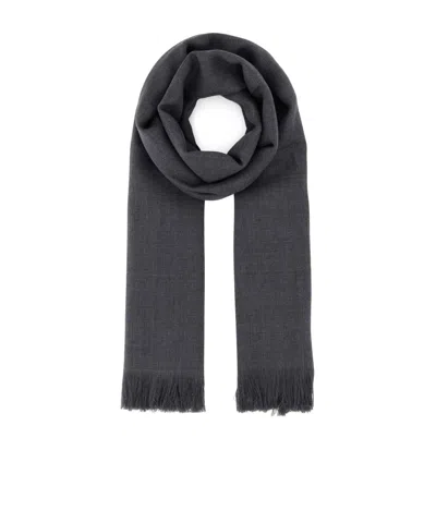 Weekend Max Mara Wool Ken Scarf Fringed Edges In Gray