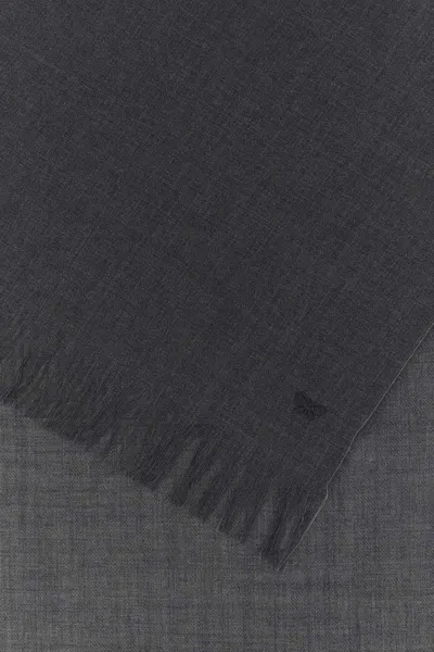 Weekend Max Mara Wool Ken Scarf Fringed Edges In Gray