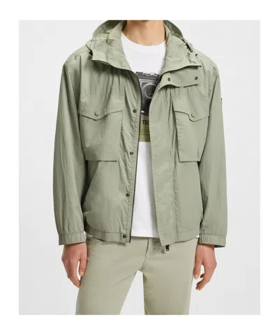 Hugo Boss Hooded Casual Jacket In Green