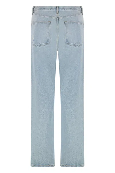 Agolde Riley Cropped Straight-leg Jeans In Blue