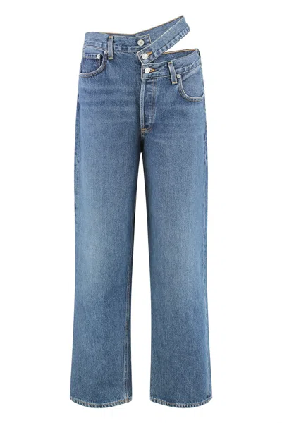 Agolde Straight-leg Jeans Featuring Cut-out Detail In Blue