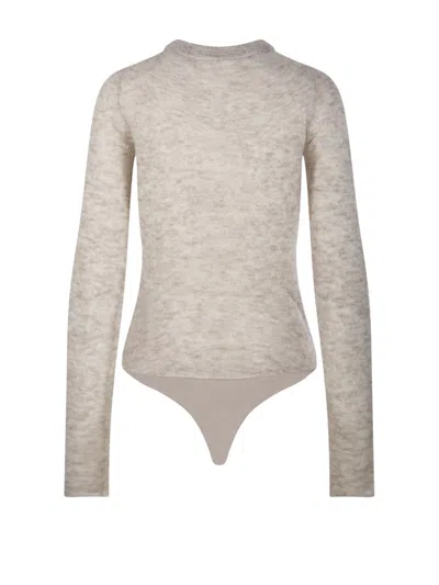 Haikure Lucy Sweater Bodysuit Style Ribbed Neckline In Gray