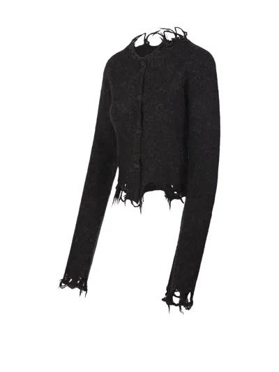 Haikure Jill Sweater With Long Sleeves And Distressed Edges In Black