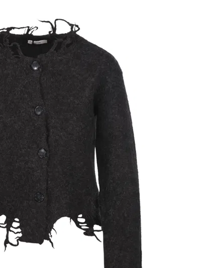 Haikure Jill Sweater With Long Sleeves And Distressed Edges In Black
