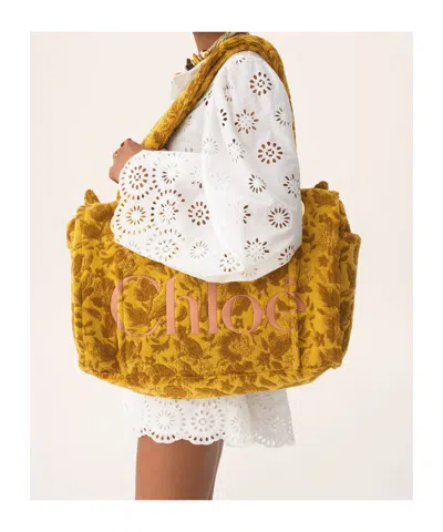 Chloé Large  Plage Tote Bag In Jacquard Terry
