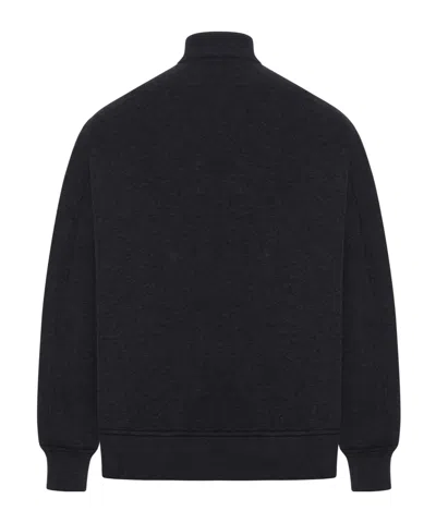 Sacai Zippered Sweatshirt With Ribbed Cuffs And Pockets In Black