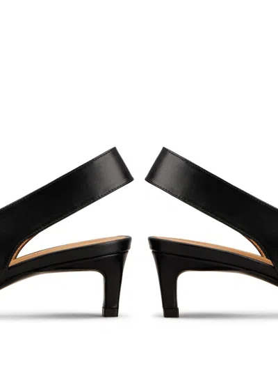 Tod's Leather Kitten Heel Slingback Pumps With Metal Detail In Black