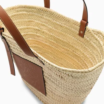 Loewe Large Basket Bag In Palm Leaf And Leather
